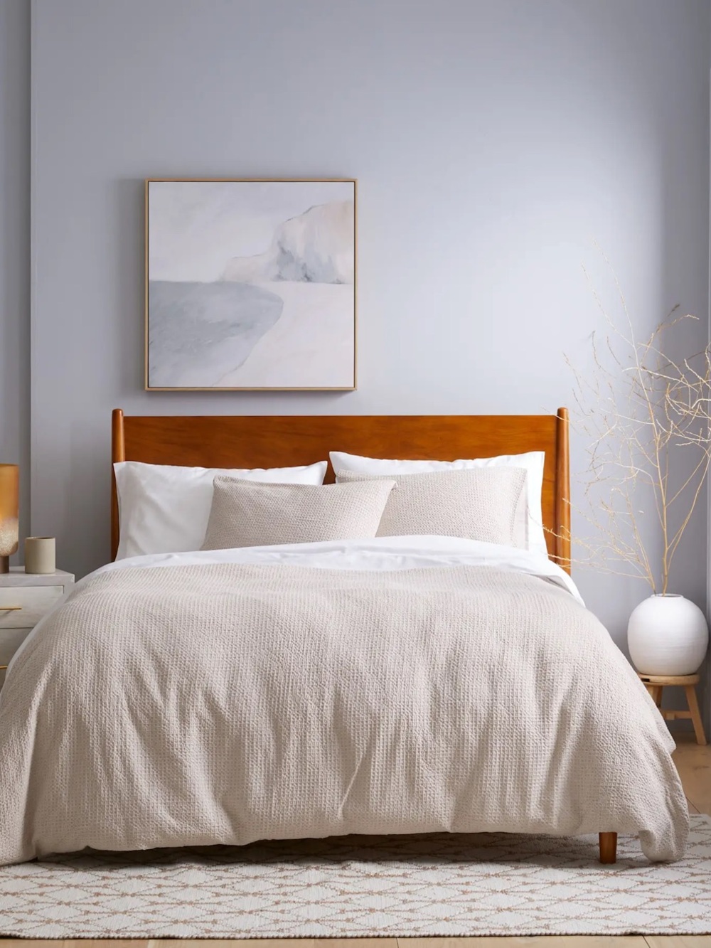 NWT Quince Organic Luxe Honeycomb Sand (Light Tan) Duvet Cover Set with Shams!
